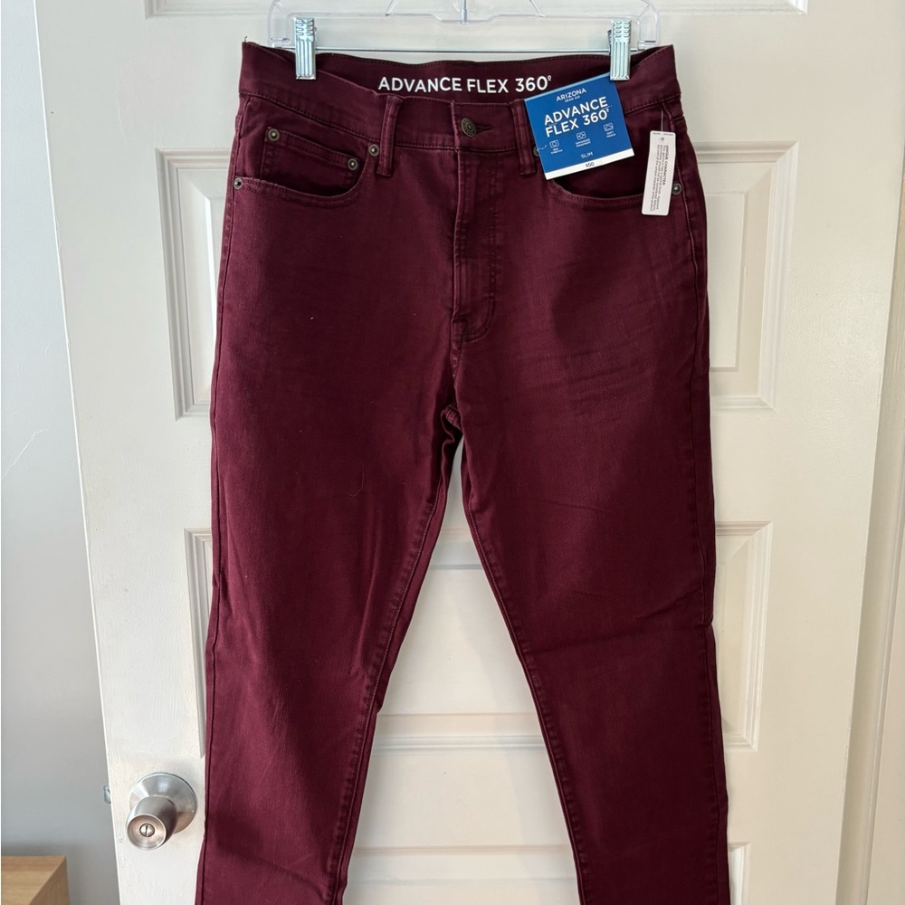 Arizona Jean Company Men's Slim Jeans in Rich Burgundy